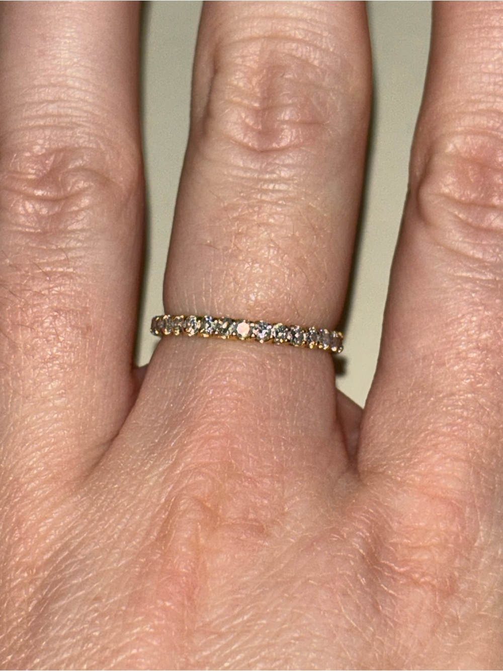 Gold Diamond Pavé Stackable Ring - Picture 3 of 11